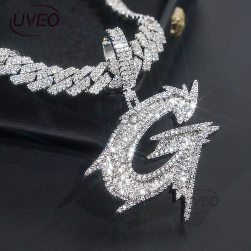 VVS Gold Iced Out Sterling Silver 925 Moissanite Cuban Necklace Hip Hop Pass Diamond Tester Pendant Cuban Link Chains High Quality Women Gift Moissani