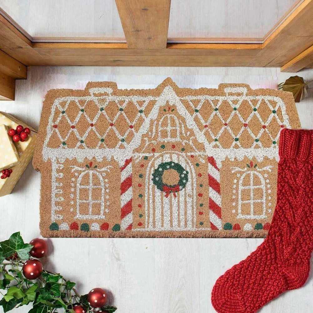Christmas Gingerbread House Doormat 40x60cm Gingerbread House Welcome Mat Non-Slip Gingerbread House Carpet for Front DoorM251117