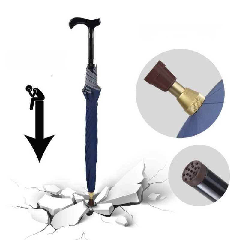 Self-defense Long-handle Windproof UV Protection Business Cane Umbrella Suitable for Climbing Hiking Hanging Out On Raining C251117
