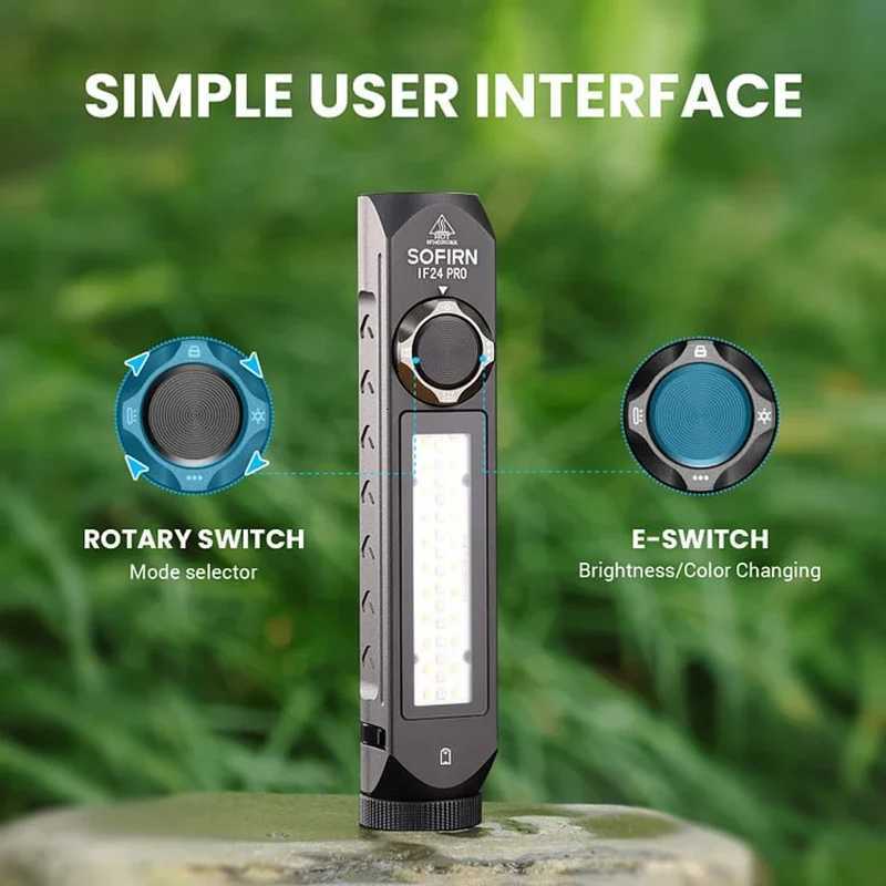 Sofirn IF24 PRO RGB Flashlight 18650 Rechargeable SFT40 1800lm Buck driver Flood Spot with Magnetic M251117