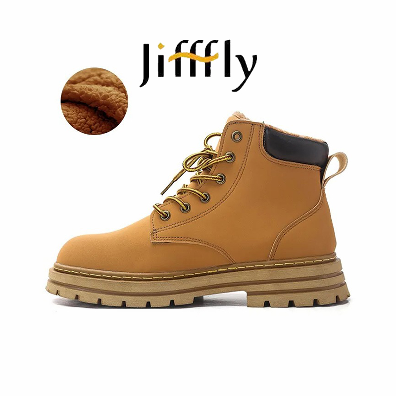 Jifffly unisex Martin with increased height, wear resistance, and new thick wool British workwear, outdoor casual yellow boots