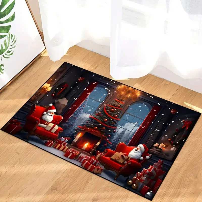 VIKAMA Christmas Santa Claus Non-slip Soft Floor Mat for Floors Doors Living Room Laundry Area and Bathroom AbsorbentM251117