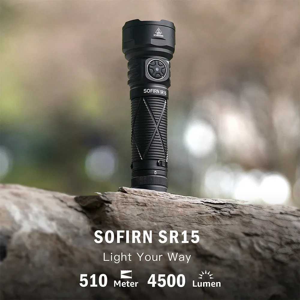 Sofirn SR15 4500LM Flashlight SFT25R Powerful LED Light 21700 USB C Rechargeable Discharge Torch M251117