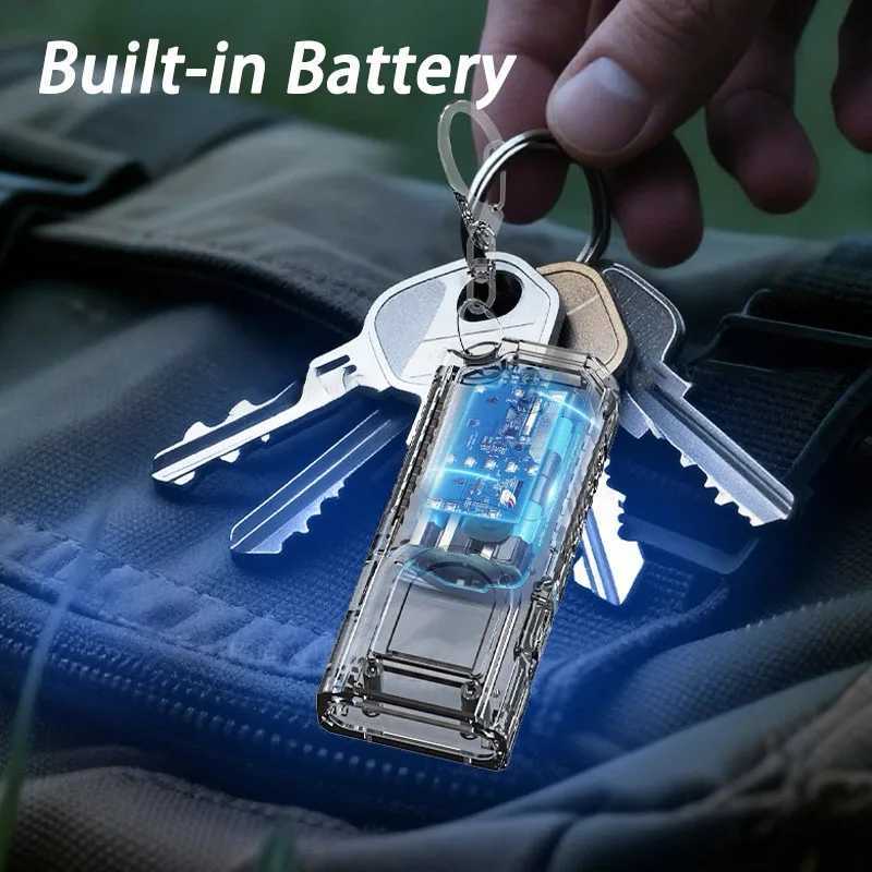 Multifunctional Keychain Flashlight USB Rechargeable Mini Flashlight With COB Work Light Keyring Camping Walking Pocket Lamp M251117