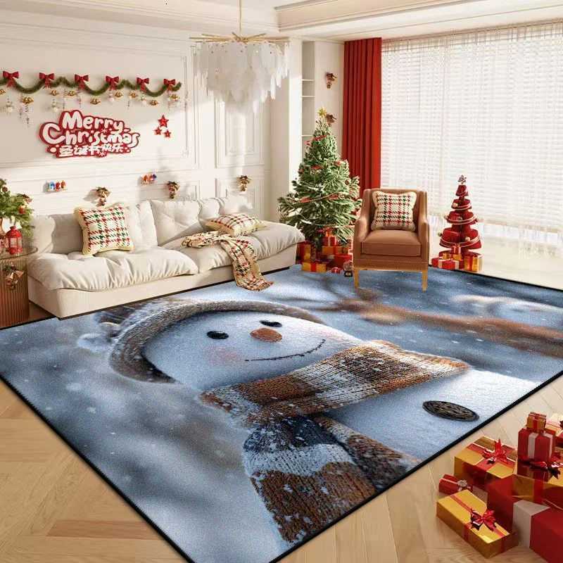Christmas Style Big Living Room Rugs Cute Home Decoration Bedroom Carpet Washable Flannel Customizable Floor Mat Dining RoomM251117