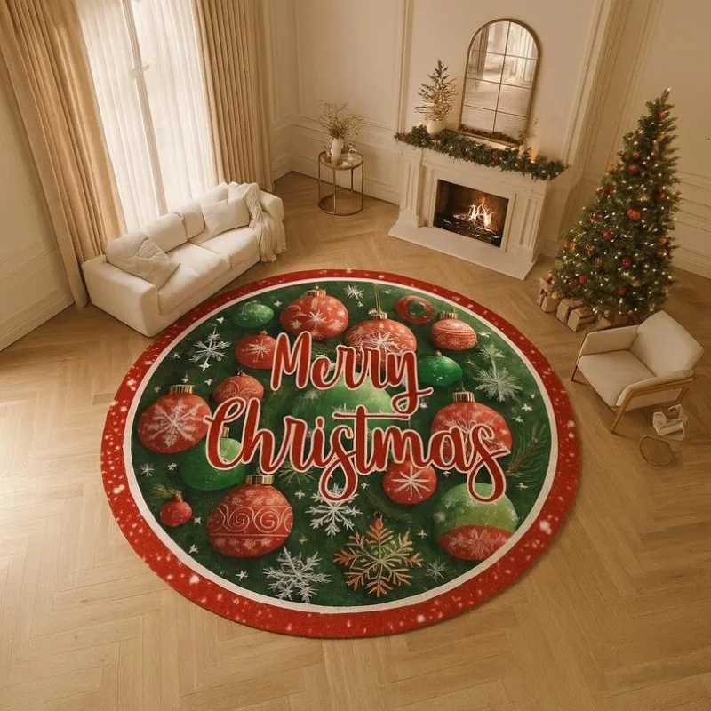 Round Christmas Tree Rug Merry Christmas Festive Holiday Living Room Carpet for Bedroom or Entryway Decor So Fashion and BeautyM251117