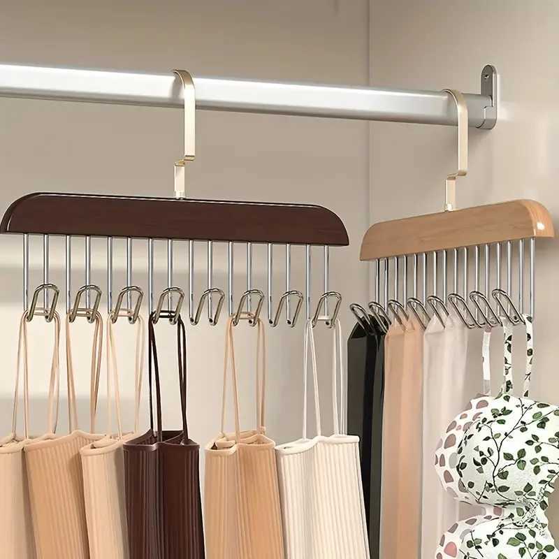 Wooden Clothes Hanger With 8 Bra Space Saving Hangers Heavy Duty Wooden Hanger With 360Rotating Closet Wardrobe C251117