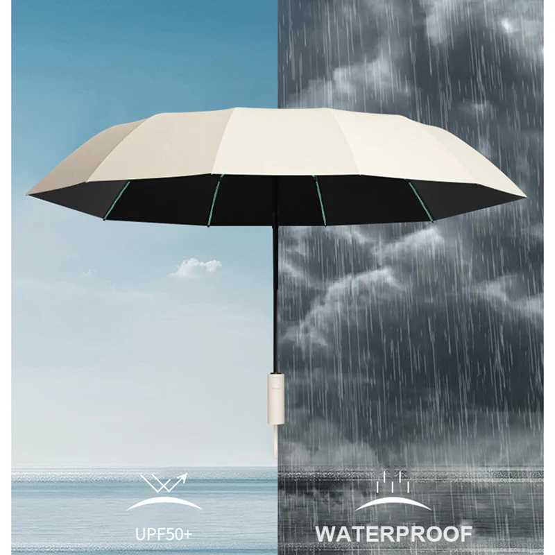 60Bones Windproof Automatic Umbrella with Leather Umbrella Cover Portable Compact Folding Umbrella Suitable for All Weather C251117