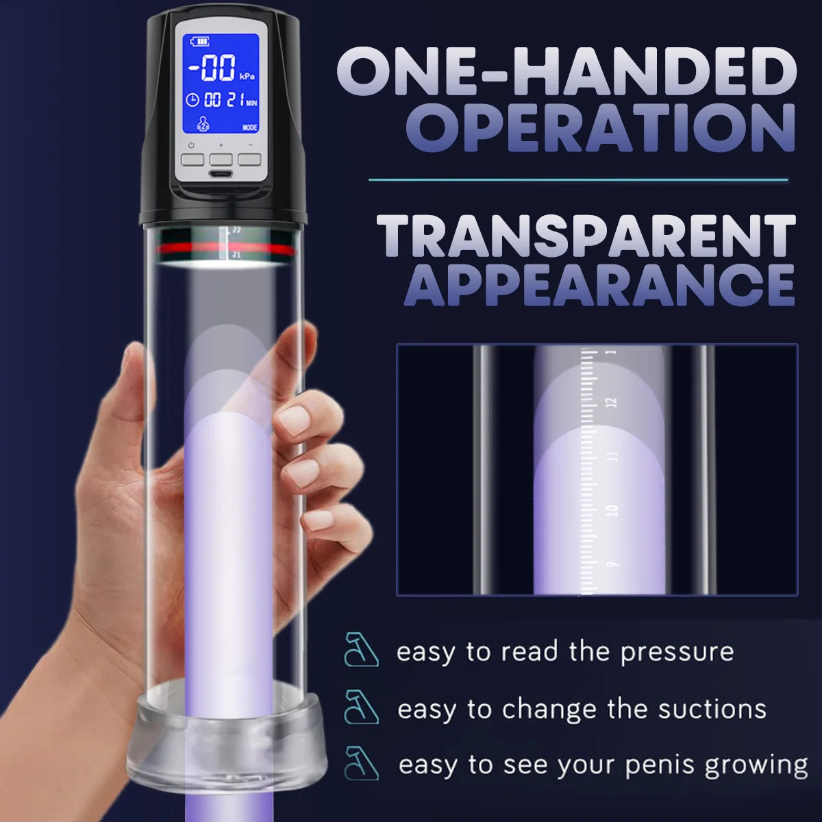 LUVWAKE Automatic 4 Suction Modes Vacuum Penis Pump Sex Toys for Male Masturbation Extender Enlargement 250417