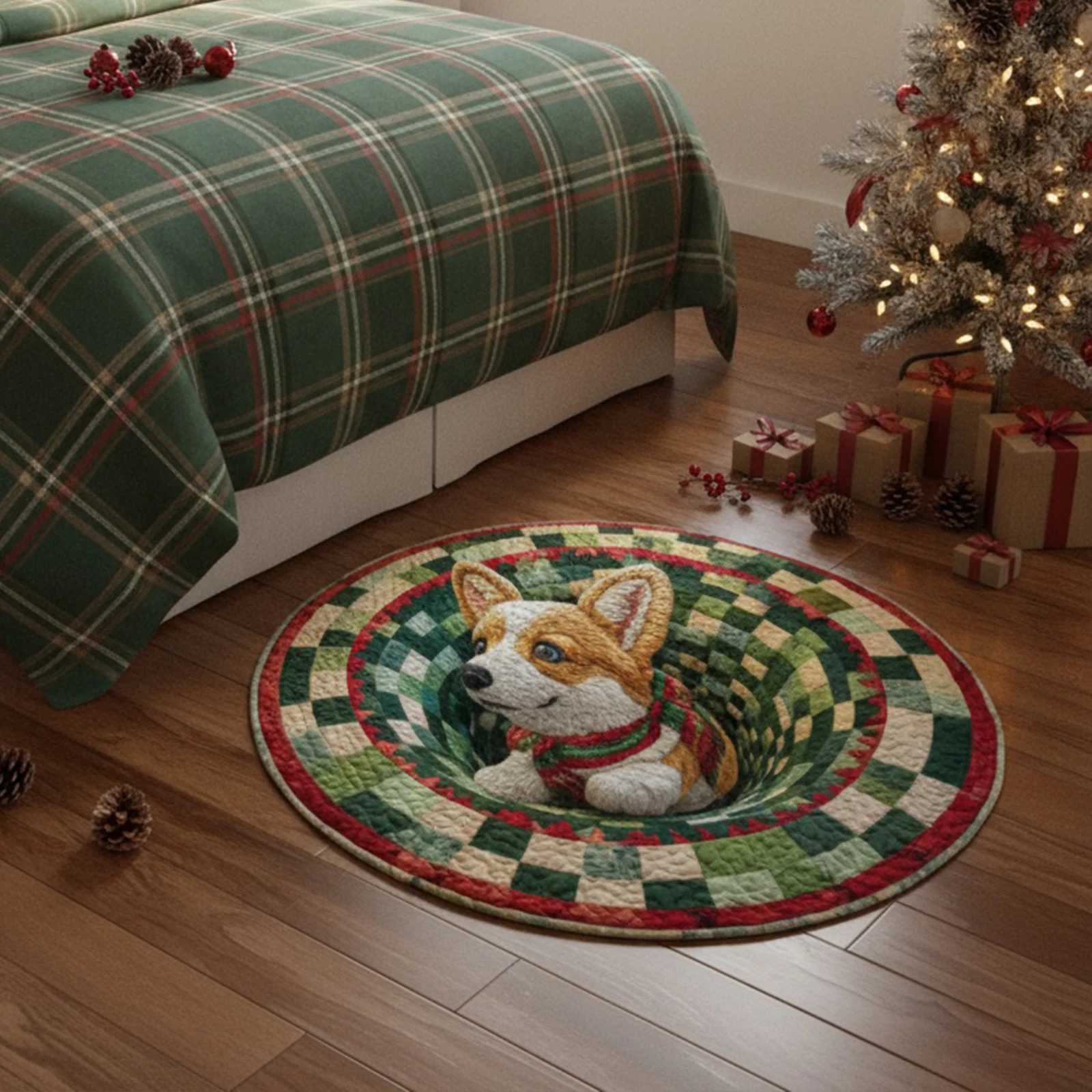 40cm Christmas Snowman Round Rug Doormat 3D Red Hat Circular Rug Anti Fouling Anti Slip Rug Retro Perfect Choice for Holiday HomM251117