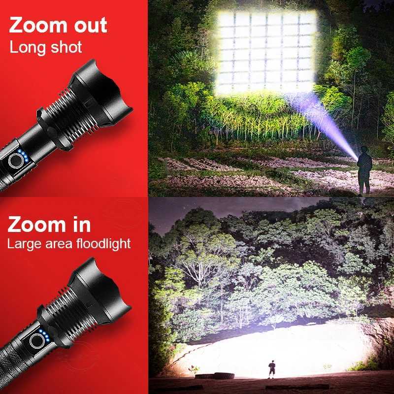 Most Powerful Flashlights XHP360 LED Lamp 15000000LM Super Bright Flashlight USB Rechargeable Lamp Tactical Lantern Waterproof M251117
