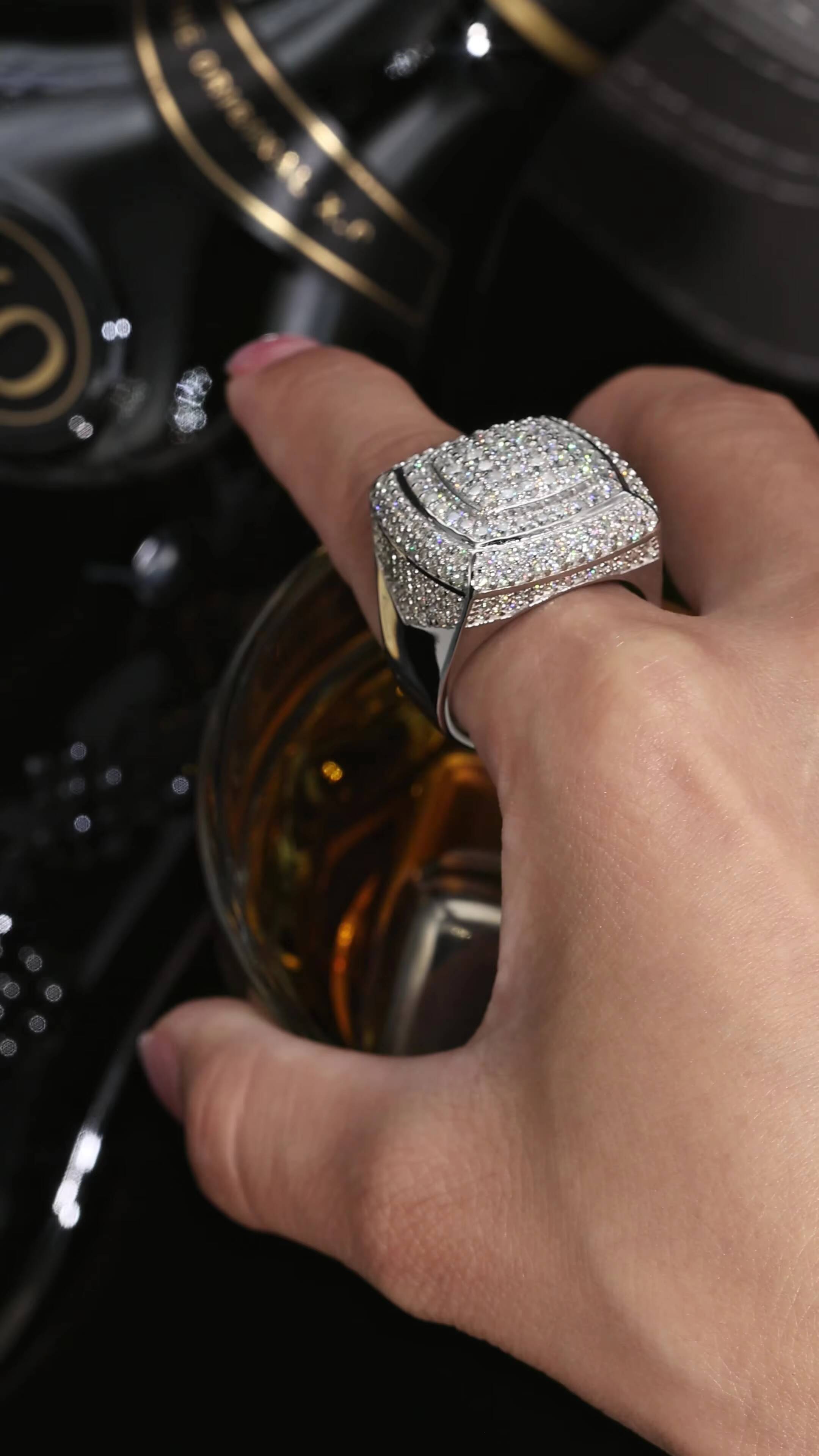 NEW HIPHOP Ring S925 Sterling Silver Vacuum Gold-plated Diamond studded Cuban Moissanite king Ring