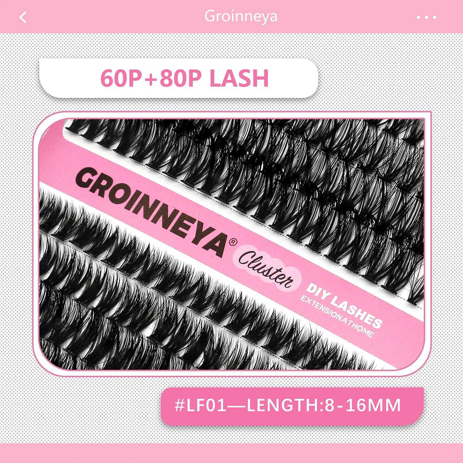 GROINNEYA DIY False Eyelashes Kit High Capacity Individual Lashes Extension Mixed Tray Volume 60P80P Clusters Lashes Set MakeupT251117