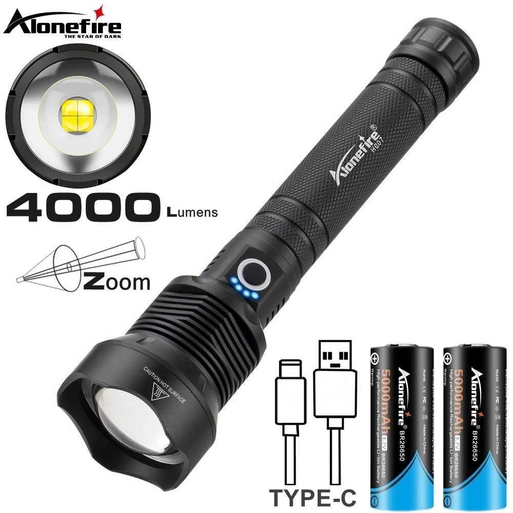 4000Lumen Zoom XHP70 LED High power Flashlight USB Rechargeable Outdoor Torch Hunting Camping Fishing High Power Lighting Lamp M251117
