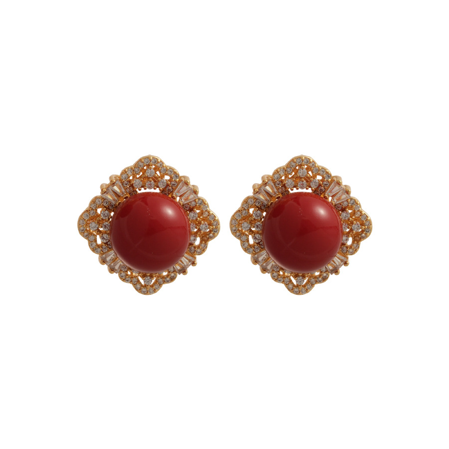 Silver Needle Zircon Pearl Geometric Square Stud Fashion Retro Niche Exquisite Light Luxury High-end Feel Earrings for Women - view 9