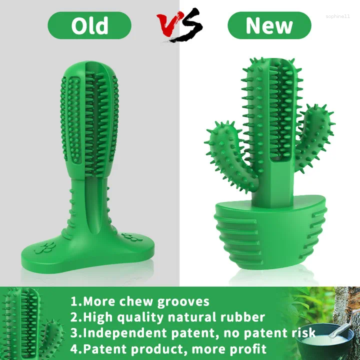 Update Dog Cactus Interactive Rubber Chew Toys For Small Large Dogs Tooth Cleaning Toothbrush Treat Dispenser Pet