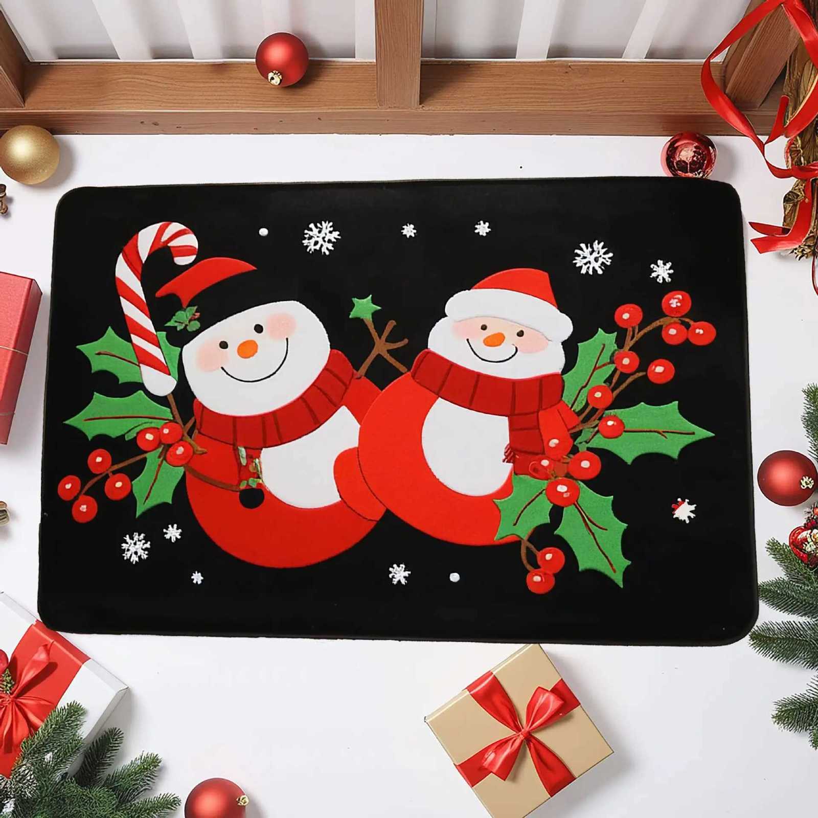 Christmas Decoration Door Mat Crystal Velvet Carpet Entry Door Porch Dirty Washable Mat Balcony Bathroom Foot RugsM251117