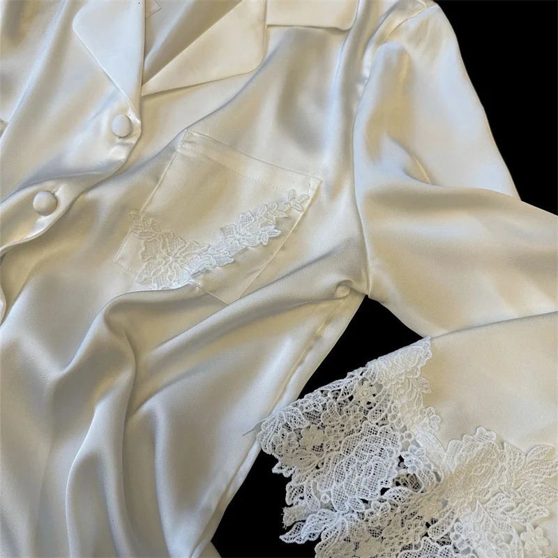 Pyjama Woman Silk Satin Sleepwear For Sleeping Clothes Fashion Lace Home Clothing Womens Pajamas Suit Femme Nightwear 251114