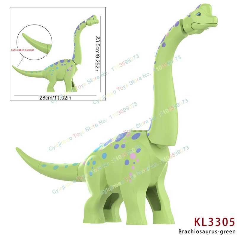 MOC Jurassic Dinosaur World Grey Brown Pink Green Brachiosaurus Building Kit Bolcks Brick Dinosaur Park Character Toy ChildrenY250417WGYB