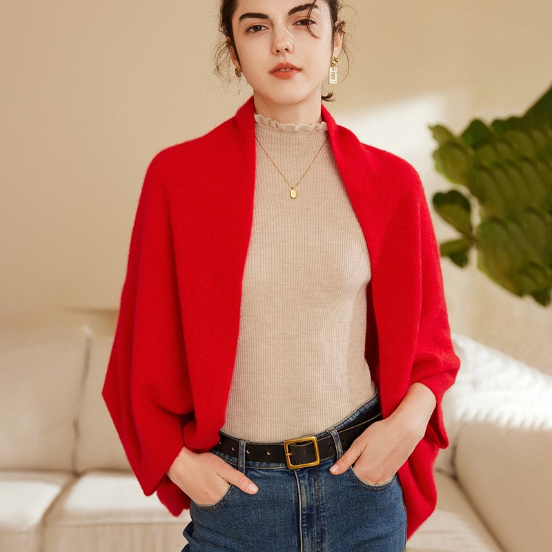 K425 Shawl cashmere knitted large shawl with holes to keep warm new style women's solid color autumn and winter thick wool line outer cape cloak