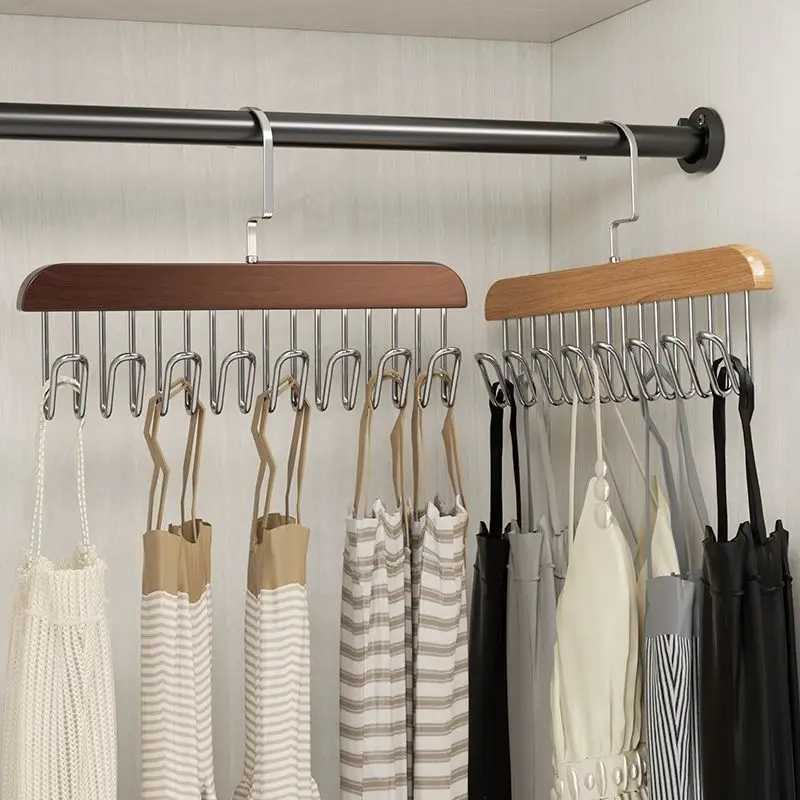 Closet Organizer Hanging Multiple Hanger Wooden Clothes Hangers Solid Wood Drying Rack 8 Portable Home Apartment Storage C251117