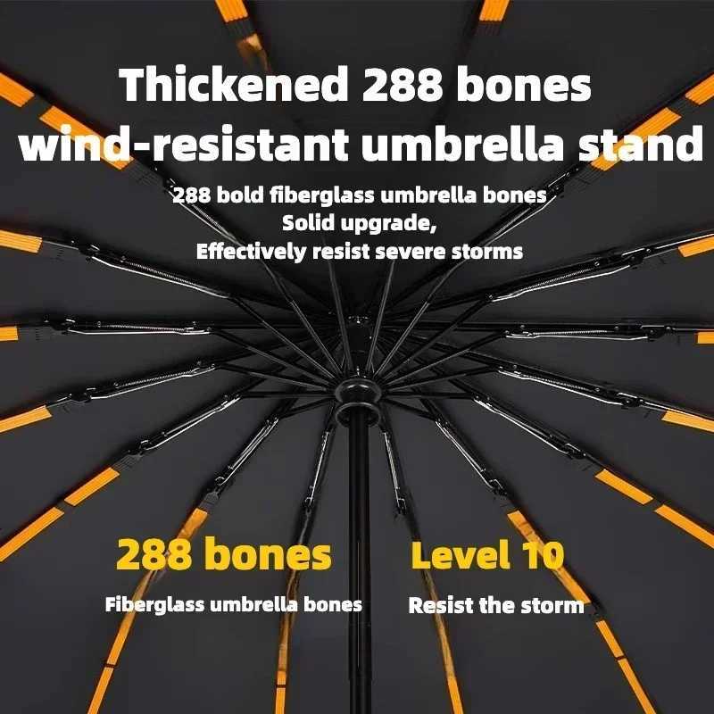 288 Reinforced Fiberglass Ribs Stormproof Windproof Automatic Umbrella Sun UV UPF50 Protect Compact Folding Rain Umbrella Men C251117