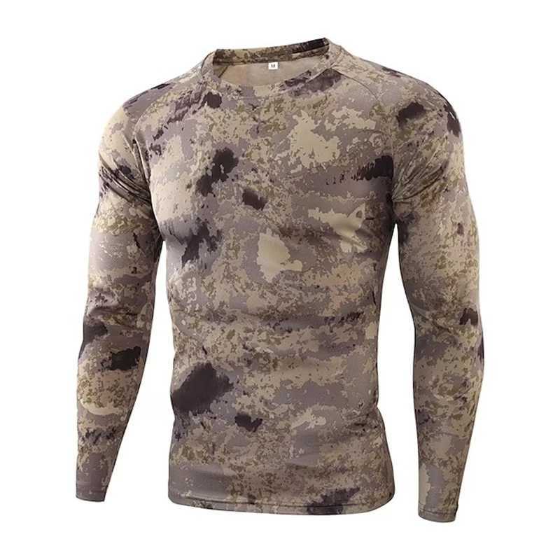 Hunting 3D printed camouflage T-shirt camouflage long sleeved spring and autumn ultra light breathable quick drying outdoor top W250417
