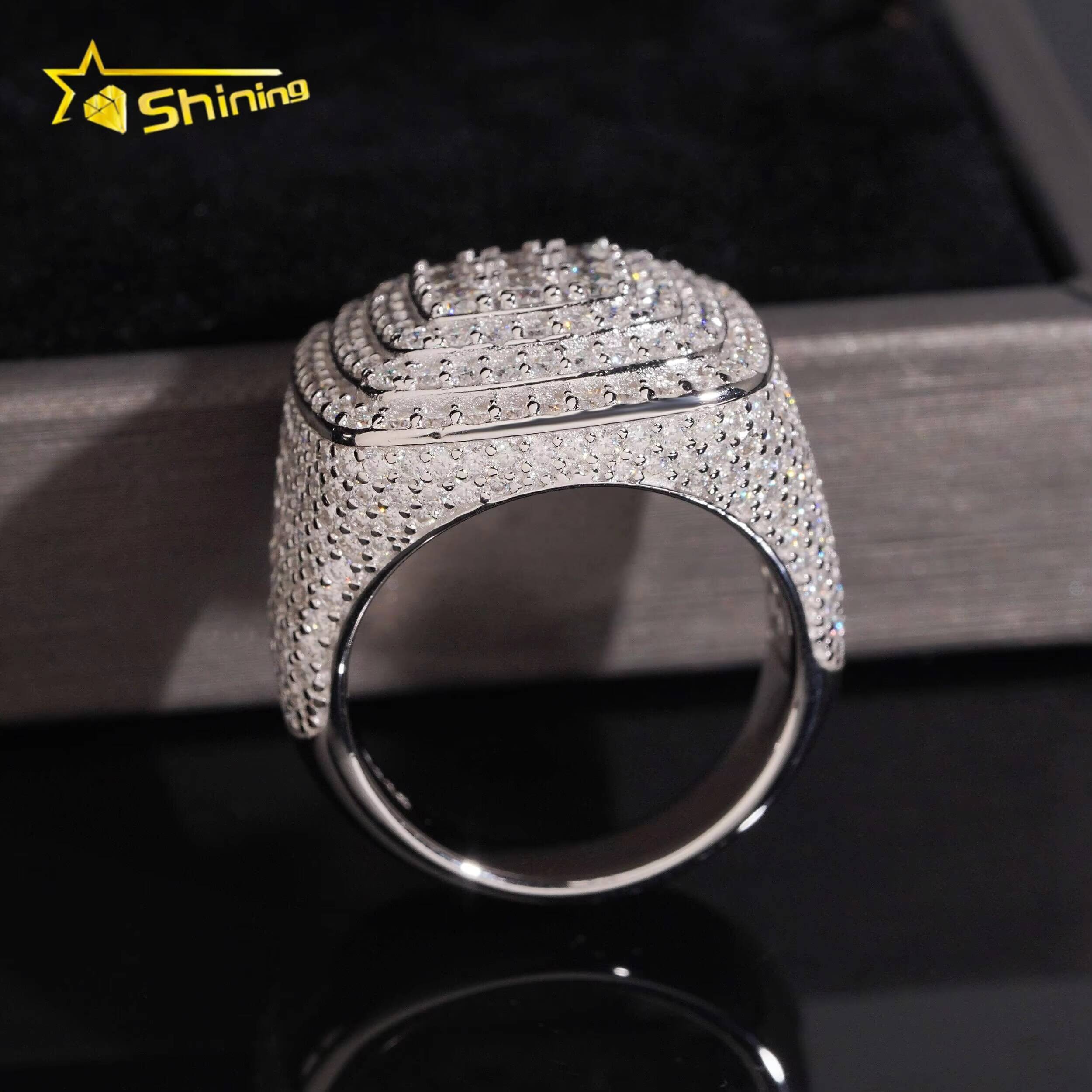 New Arrivals Pass Diamond Tester Fine Jewelry 925 Silver Men Iced Out VVS Moissanite Rings