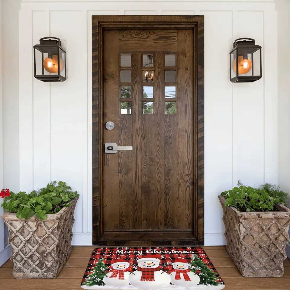 Snowman Pattern Merry Christmas Doormat Non-Slip Entrance Kitchen Bath Door Floor Mat Toilet Carpet RugM251117