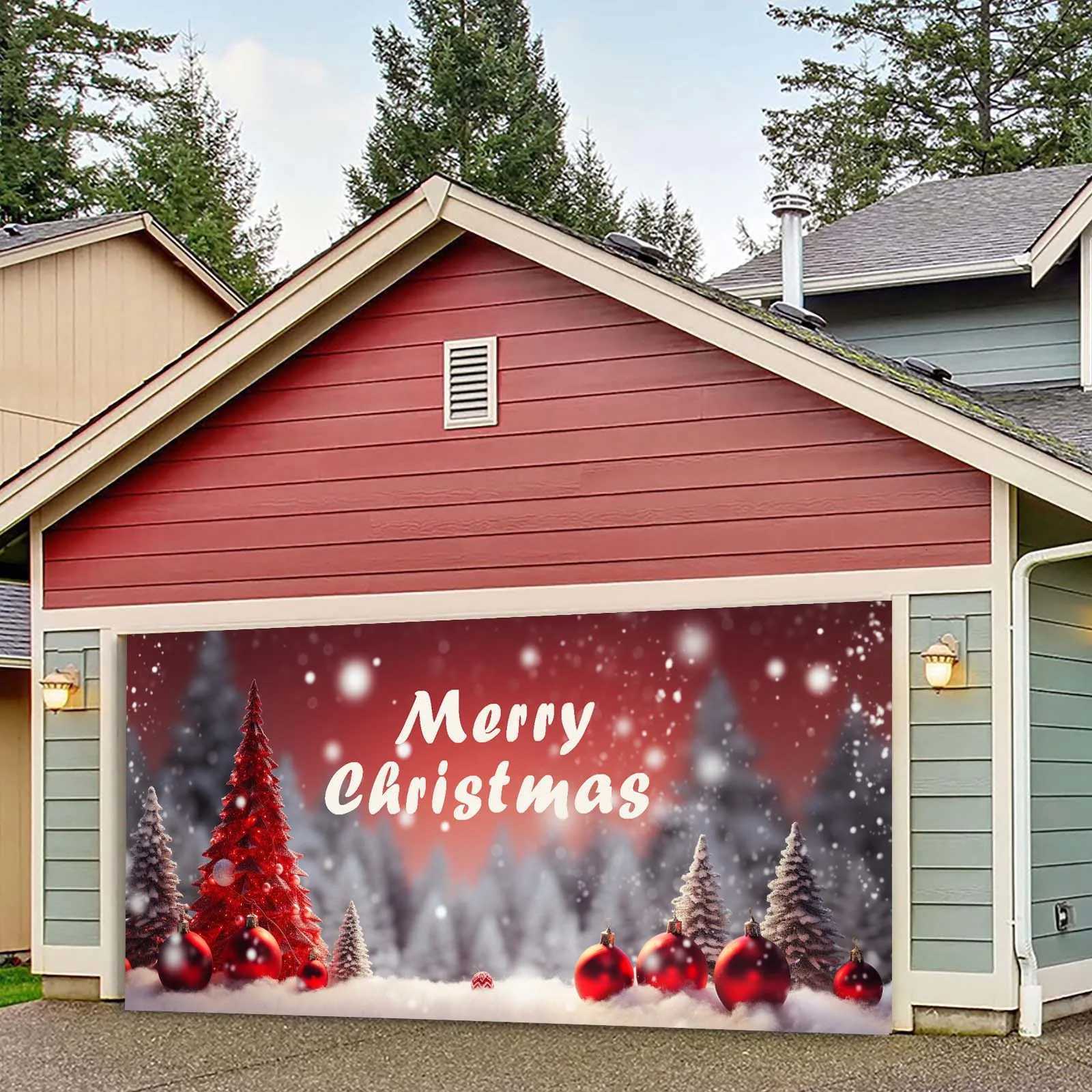 Christmas Christmas Garage Door Decoration Christmas Garage Door Banner Mural Cover 7 X 16 Feet Large Garden Flag Suministros NavideOs Y251117