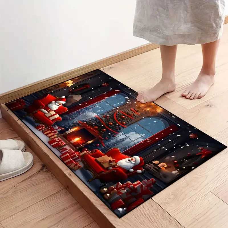 VIKAMA Christmas Santa Claus Non-slip Soft Floor Mat for Floors Doors Living Room Laundry Area and Bathroom AbsorbentM251117