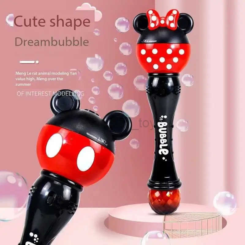 Disney toy Mickey cartoon new bubble machine boy and girl magic wand toy new Mickey Mouse Minnie electric soap bubble childrens gift Y2504017