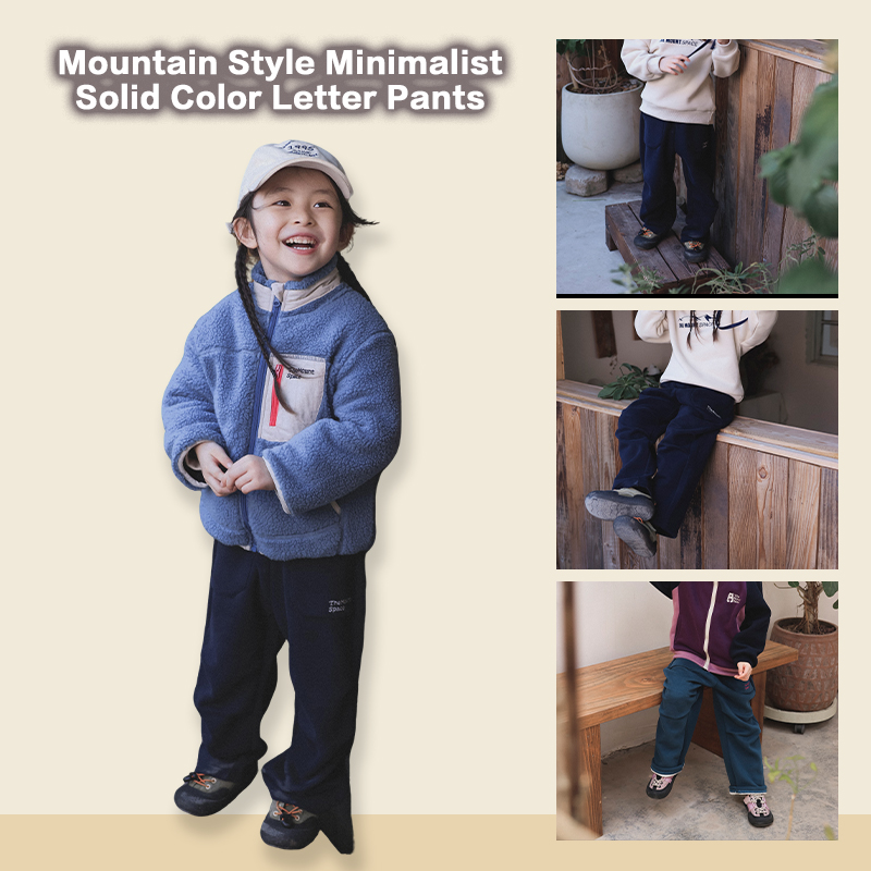 Kids' Mountain Style Minimalist Solid Color Letter Pants, Water-Repellent Textured Outdoor Cargo Pants, New Season Hiking & Daily Wear 25AG2031