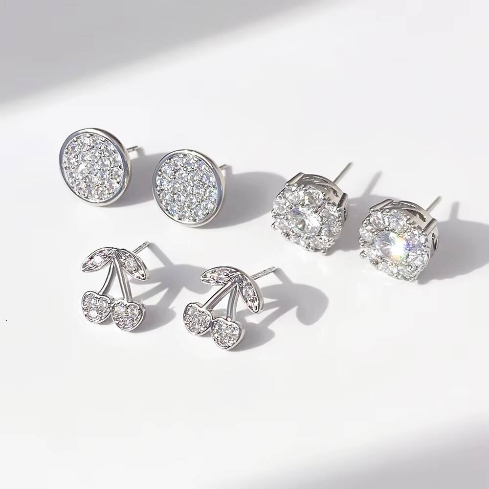 Wholesale 925 Silver Stud Earrings Customized Fine Jewelry Design From Italy with Cute Cubic Zircon Gemstone for Men and Women