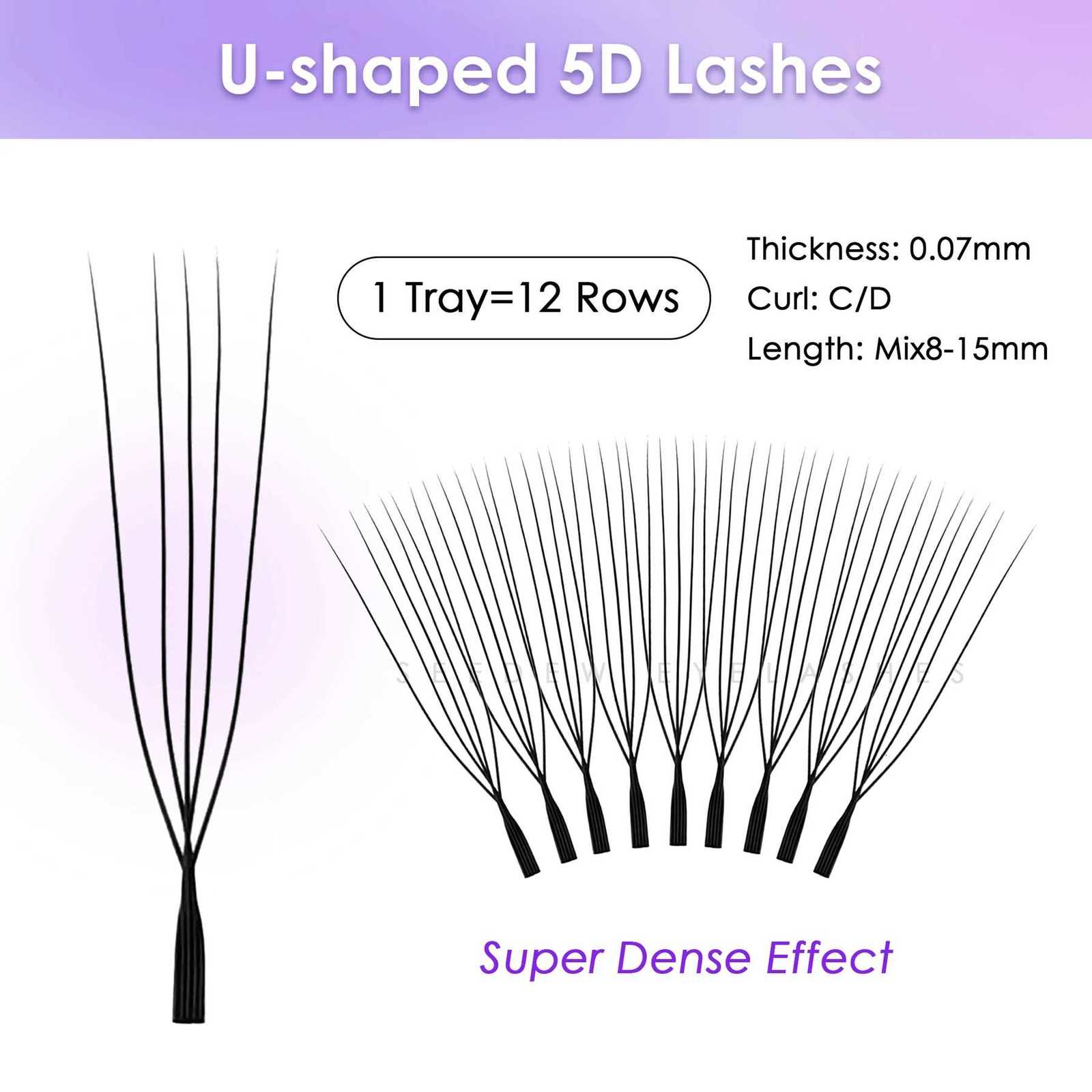 SEEDEW 2D/3D/4D/5D U Shaped Eyelashes Extension Premium Soft False Eyelashes Premade Fan U LashesT251117