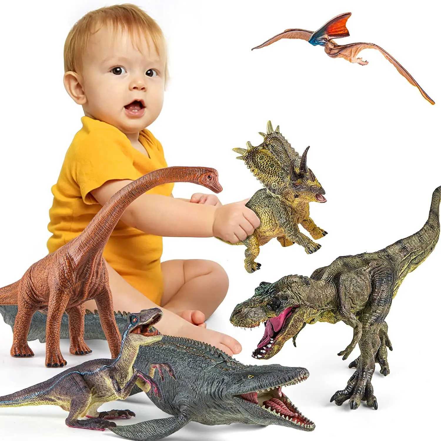 Prehistoric Jurassic Dinosaur World Pterosaur Saichania Animal Model Action Picture PVC High Quality Childrens Toy Gift L260129