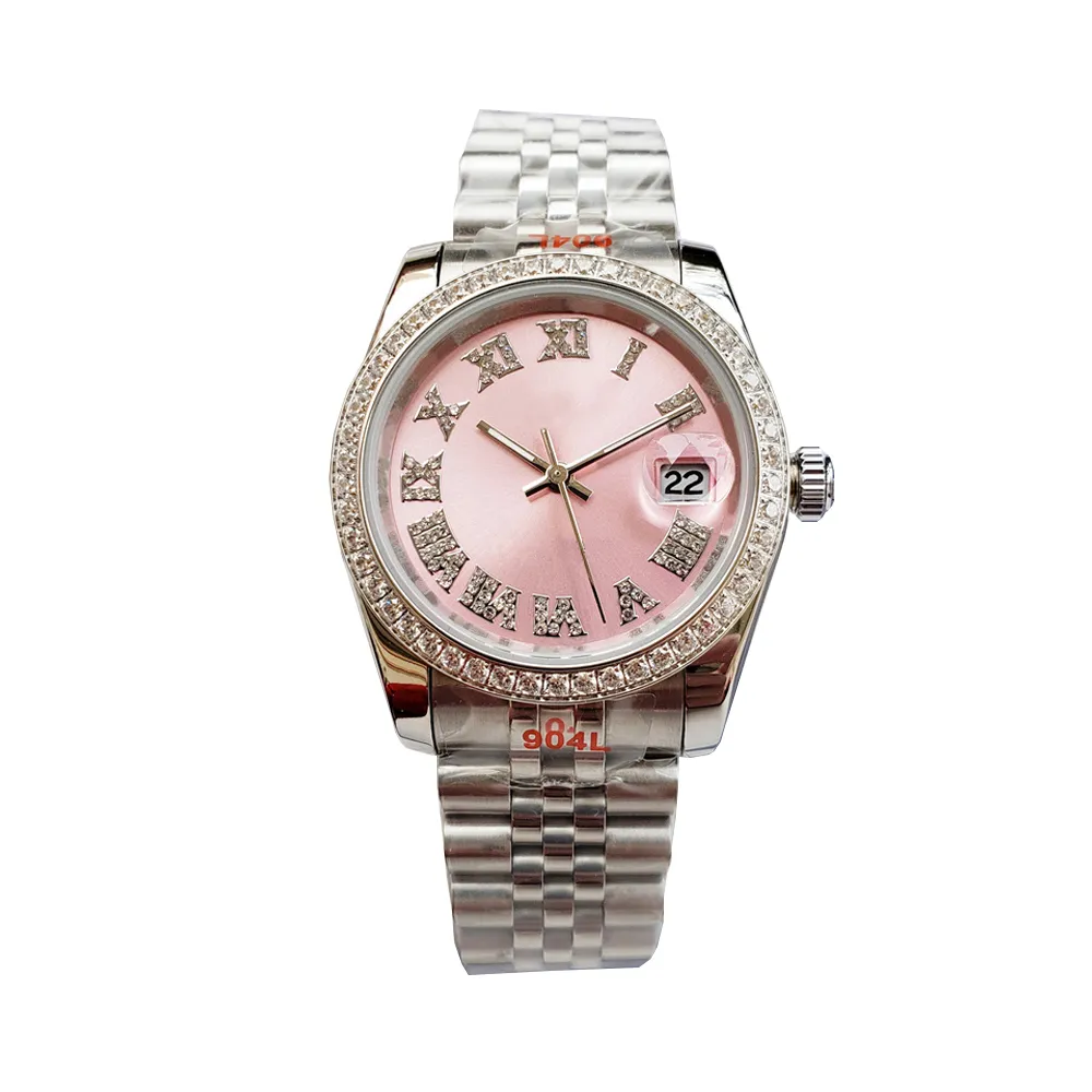 Fashion Pink dial Women's watch Automatic Mechanical watch original stainless steel strap Women's elegant simple fashion all-in-one watch