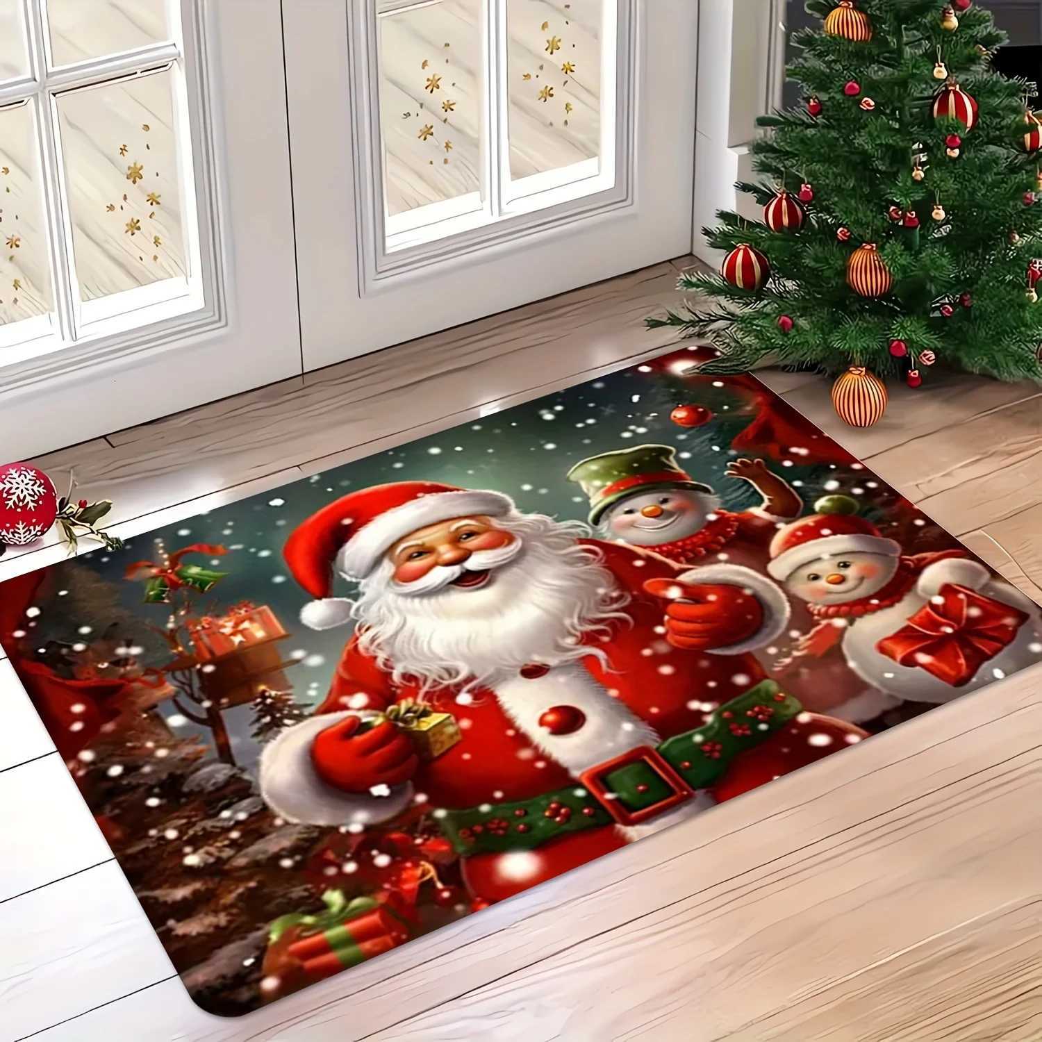 Christmas Tree Letter Large Doormat Premium Flannel Machine Washable Non-Slip Rug for Indoor Outdoor Multi-Room DecorM251117