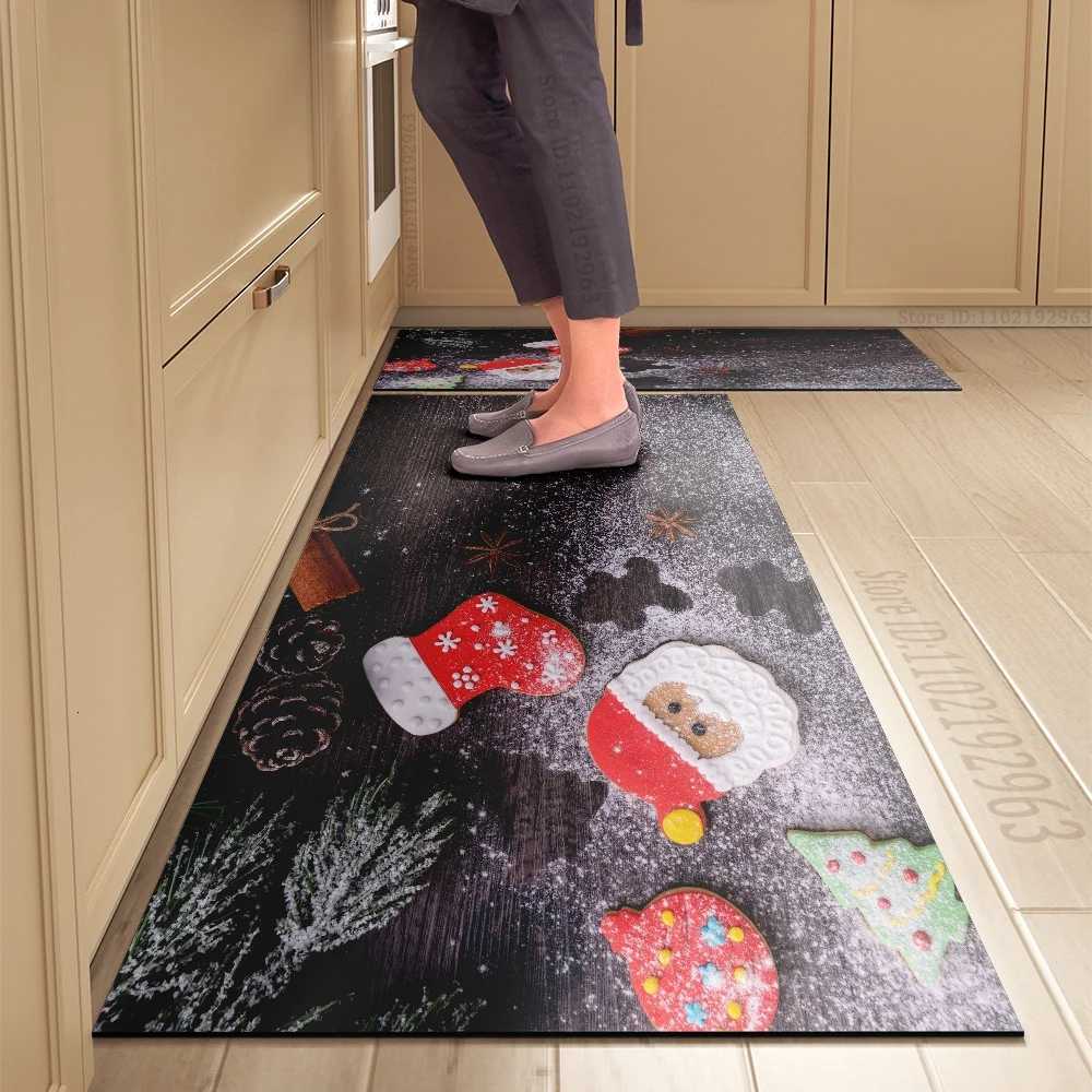 Christmas Kitchen Floor Mat Washable Holiday Entrance Doormat Decorative Rug for Living Room Bedroom Home Decor Party DecorationM251117