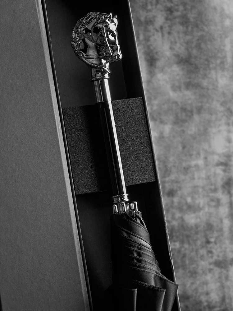 Creative Horse Head Umbrella Men Retro Luxury Long Handle Umbrella Windproof Straight Big Umbrellas Gentleman Business Umbrellas C251117