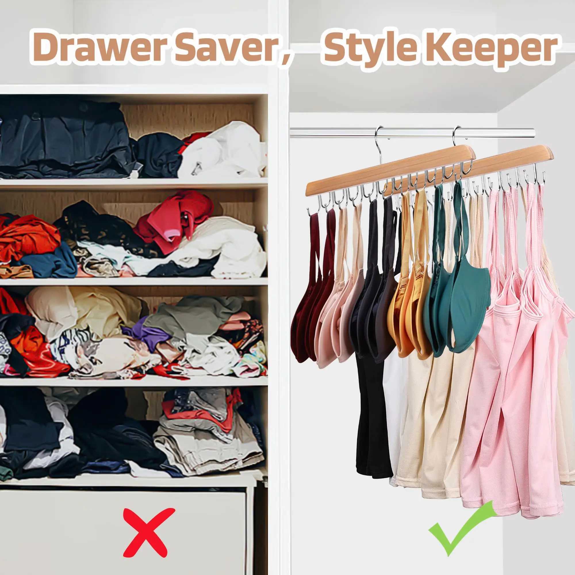 Wooden Belt Rack Hanger 20 Multi-Functional Tie Scarf and Accessory Organizer Space-Saving Closet Storage Solution C251117