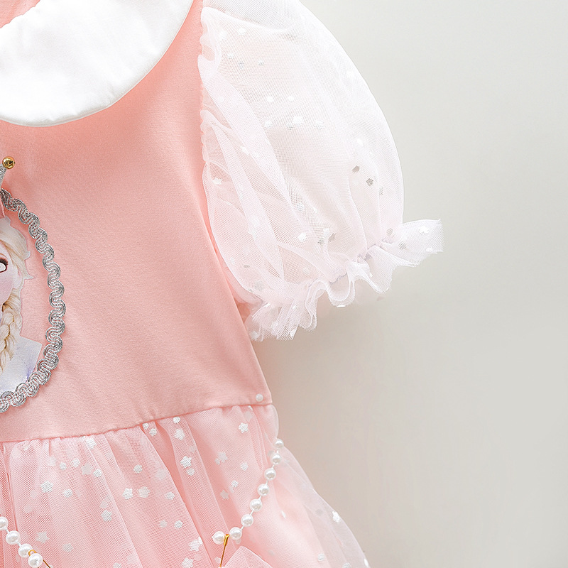 DISNEY Girl short-sleeved baby kids designer clothes Elsa princess designer clothes toddler dress mesh dress baby short-sleeved dress summer dress.