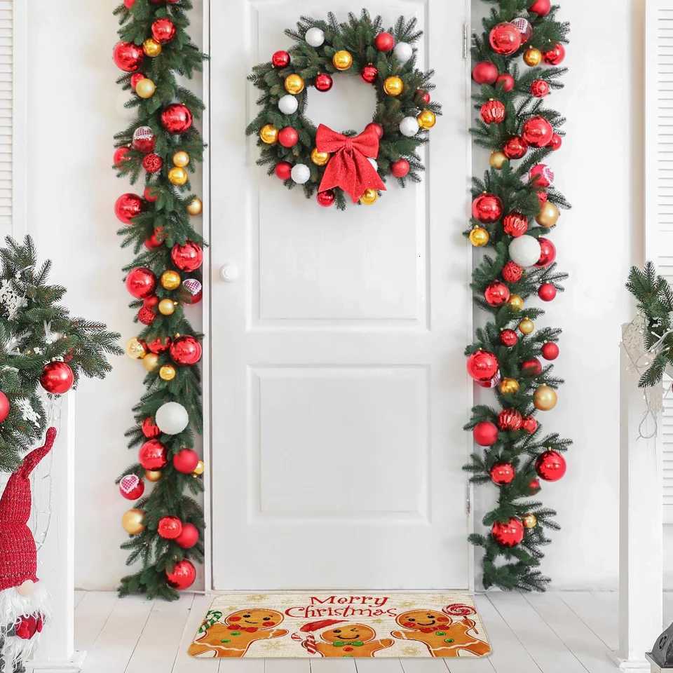 VIKAMA Merry Christmas Doormat Cartoon Gingerbread Man Floor Mat Anti-Slip Bathroom Absorbent Carpet Home DecorationM251117