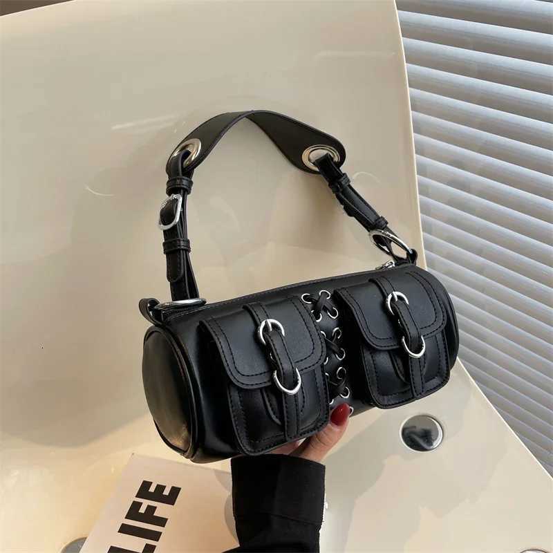 Y2K Brand Wind Lady Bag 2025 Trendy Moto Style Black Crossbody Bag For Women Versatile Ins Shoulder Handbag Chain Underarm BagW251115