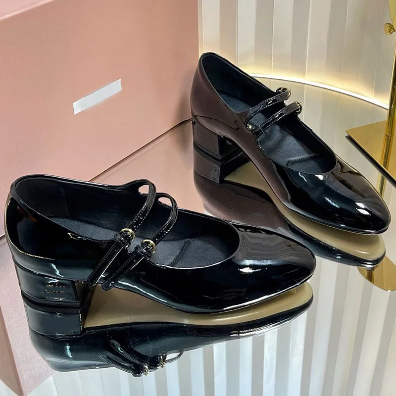 Luxury mary jane shoes Designer shoe women man Designer top quality shoes buckle sandal Medium flat heel heelless womens comfortable ballet flat shoes