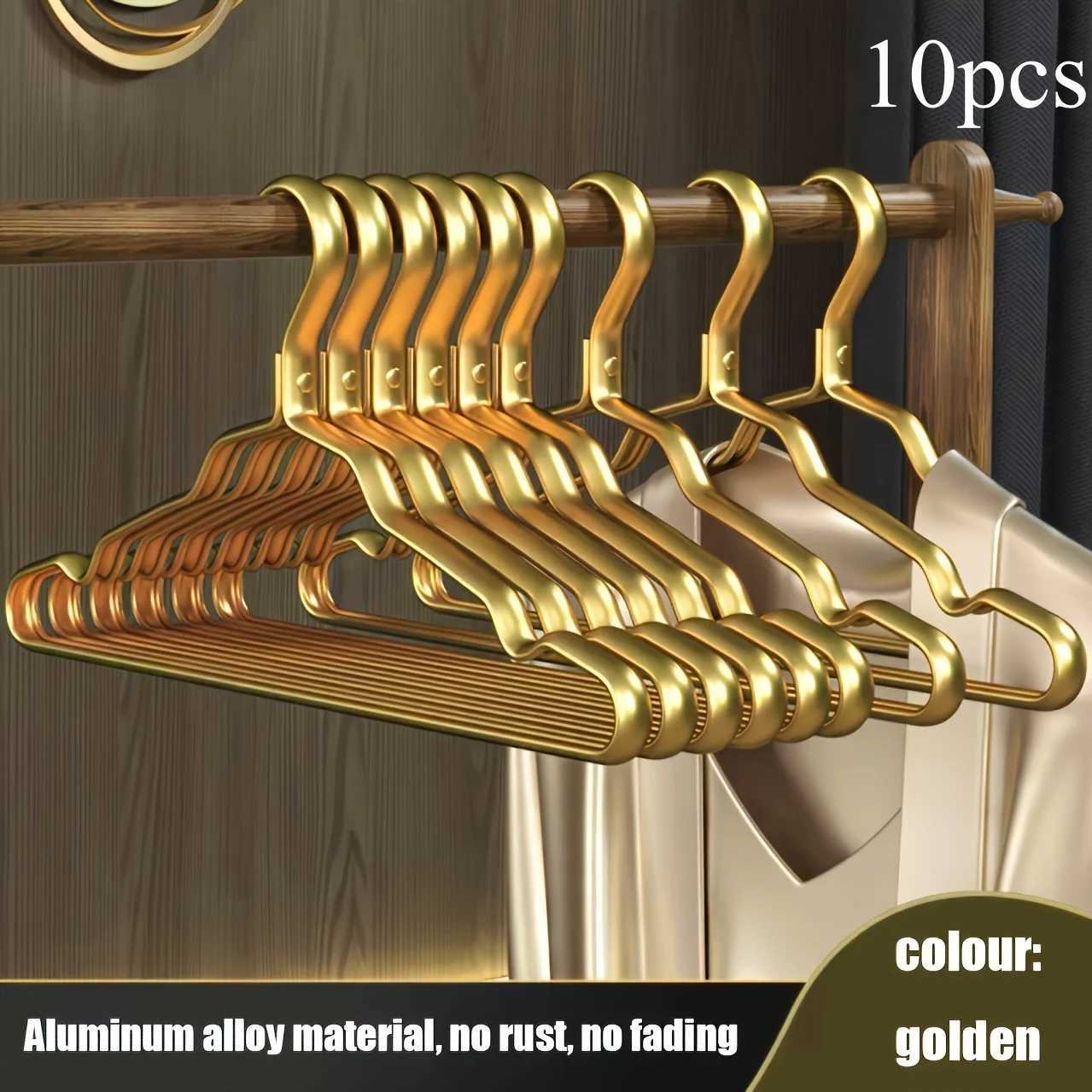 5/10pcs Golden Durable Children Clothing Aluminum Alloy Clothing Hanger Domestic Adult Hanging Coat Hanger Supplies Organizer C251117