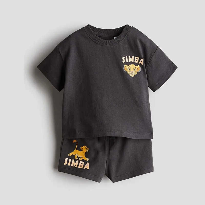 Disney Mickey Boys 2pc/set Summer Clothing New Style Children Short-sleeved Suit Loose Fashion Popular Baby Girl Boy Tracksuit Disney W20250417