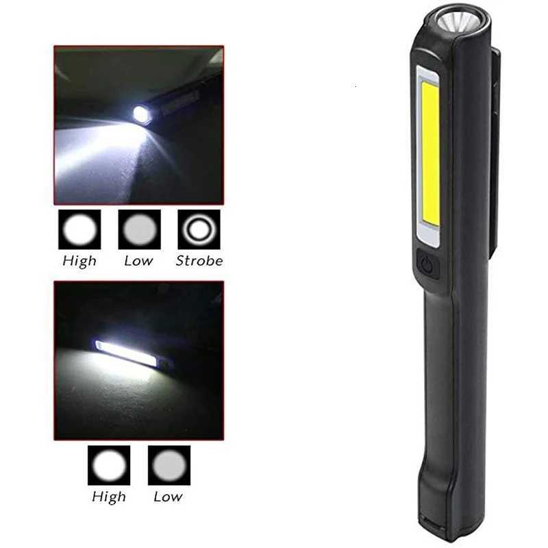 USB Rechargeable Flashlight Magnetic Pen Lamp Hand Torch Lanterna COB Work Light For Camping Lantern Car Repair Lamp M251117