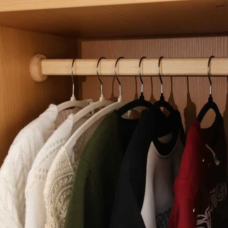 Non-slip Plush Clothes Hangers Anti Shoulder Corner Clothes Hanger Laundry Rotating Hook Clothes Hangers Seamless Arc Organizer C251117