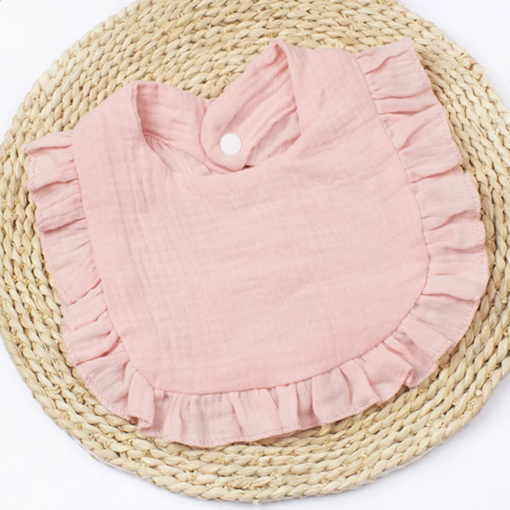 Gauze bib suitable for boys and girls pure cotton candy comfortable color Saliva solid lace towel baby products 250414z